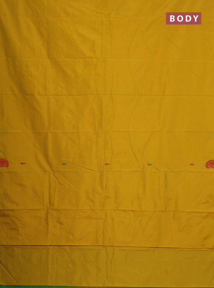 Arani semi silk saree yellow with thread woven buttas and thread woven butta border