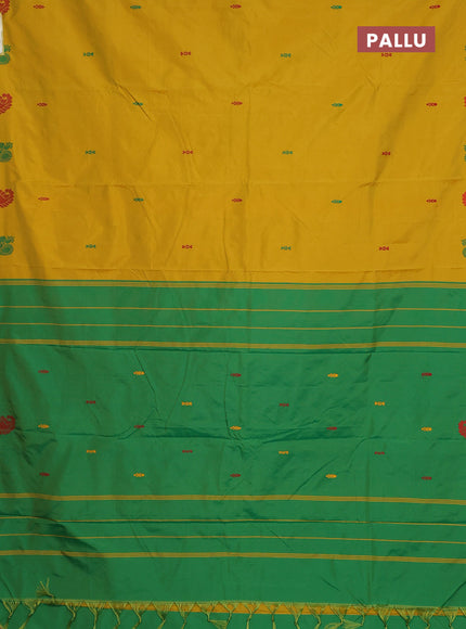 Arani semi silk saree yellow with thread woven buttas and thread woven butta border