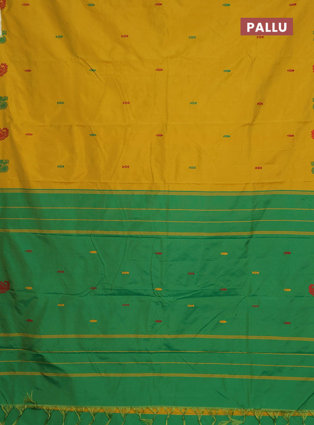 Arani semi silk saree yellow with thread woven buttas and thread woven butta border