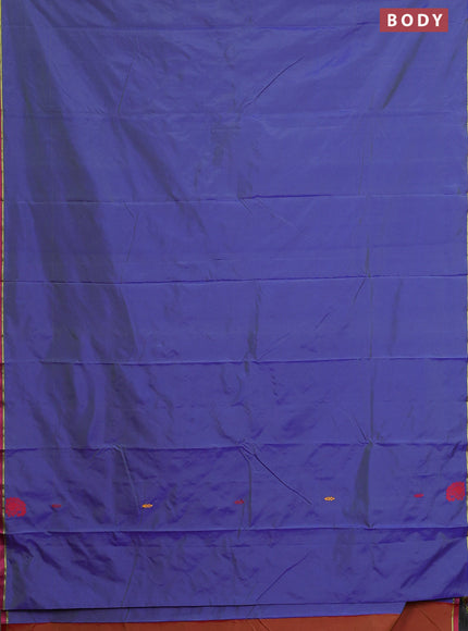 Arani semi silk saree dual shade of bluish green with thread woven buttas and thread woven butta border