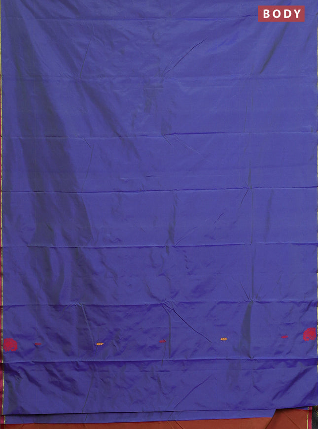 Arani semi silk saree dual shade of bluish green with thread woven buttas and thread woven butta border