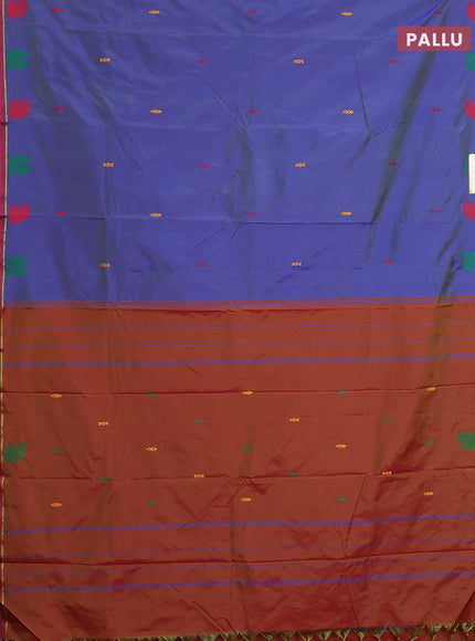 Arani semi silk saree dual shade of bluish green with thread woven buttas and thread woven butta border