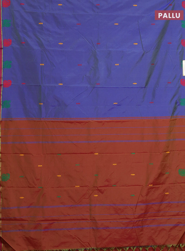 Arani semi silk saree dual shade of bluish green with thread woven buttas and thread woven butta border