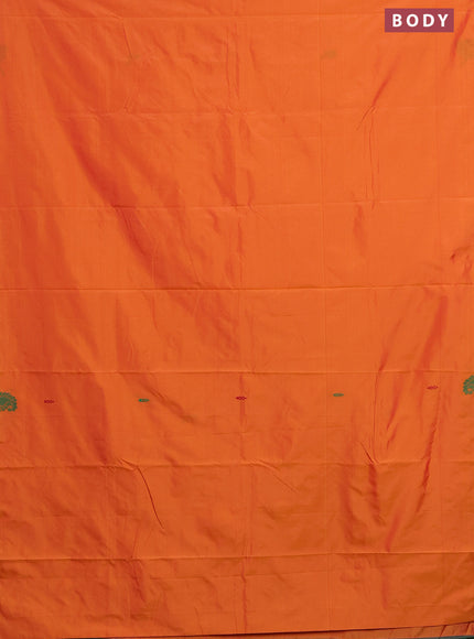 Arani semi silk saree orange with thread woven buttas and thread woven butta border