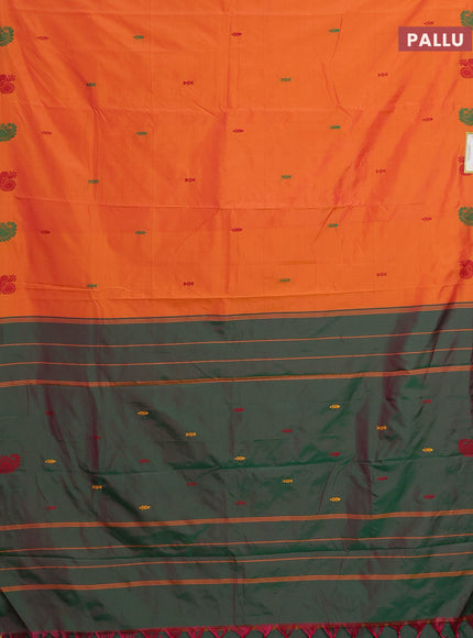 Arani semi silk saree orange with thread woven buttas and thread woven butta border