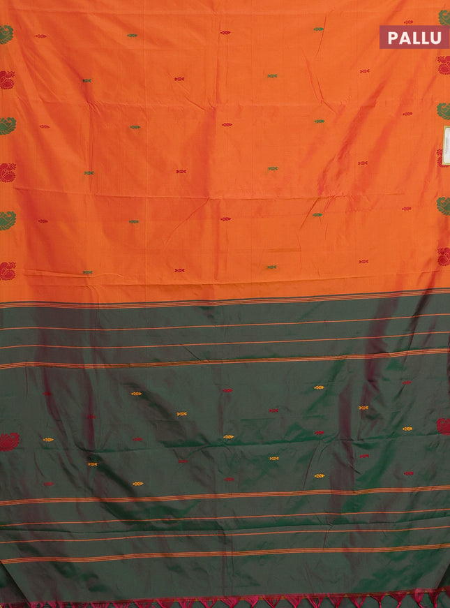 Arani semi silk saree orange with thread woven buttas and thread woven butta border