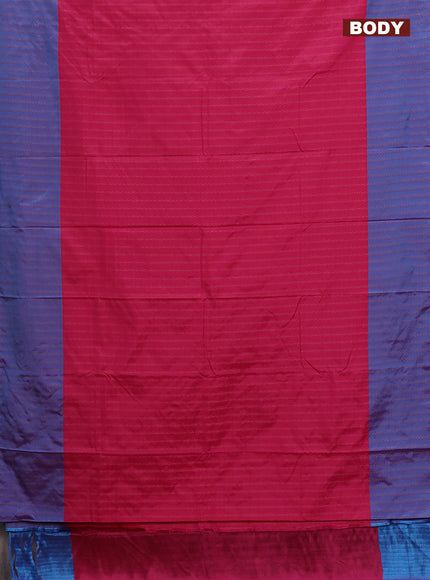 Arani semi silk saree pink and dual shade of cs blue with allover copper zari weaves and copper zari woven border