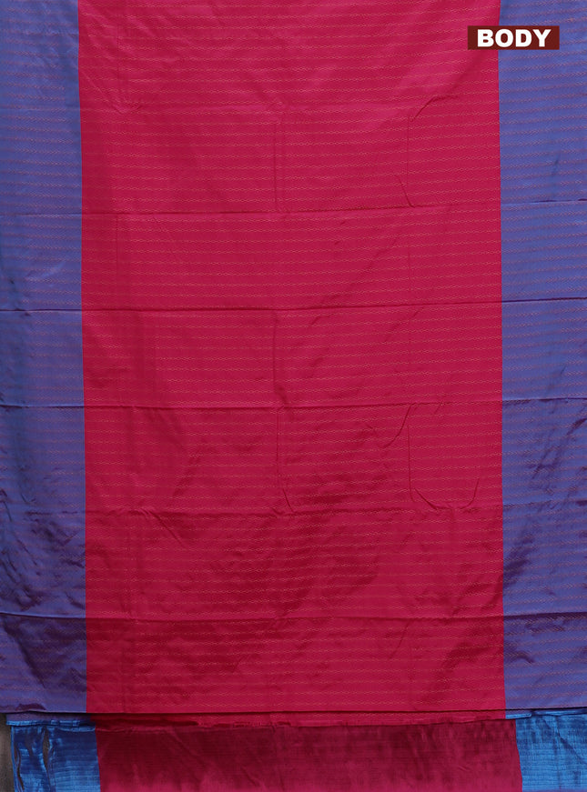 Arani semi silk saree pink and dual shade of cs blue with allover copper zari weaves and copper zari woven border