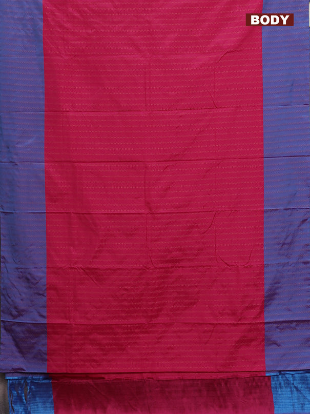 Arani semi silk saree pink and dual shade of cs blue with allover copper zari weaves and copper zari woven border