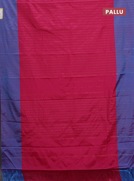 Arani semi silk saree pink and dual shade of cs blue with allover copper zari weaves and copper zari woven border