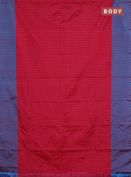 Arani semi silk saree pink and dual shade of cs blue with allover copper zari weaves and copper zari woven border