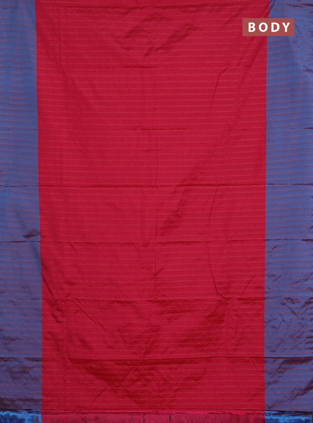 Arani semi silk saree pink and dual shade of cs blue with allover copper zari weaves and copper zari woven border