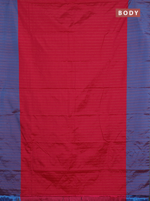 Arani semi silk saree pink and dual shade of cs blue with allover copper zari weaves and copper zari woven border