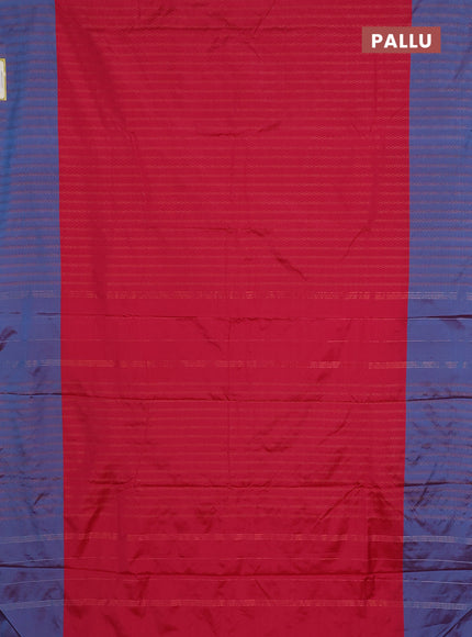 Arani semi silk saree pink and dual shade of cs blue with allover copper zari weaves and copper zari woven border