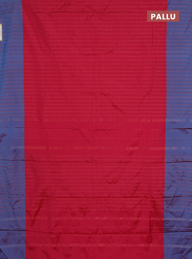 Arani semi silk saree pink and dual shade of cs blue with allover copper zari weaves and copper zari woven border