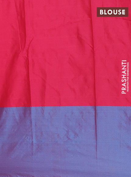 Arani semi silk saree pink and dual shade of cs blue with allover copper zari weaves and copper zari woven border