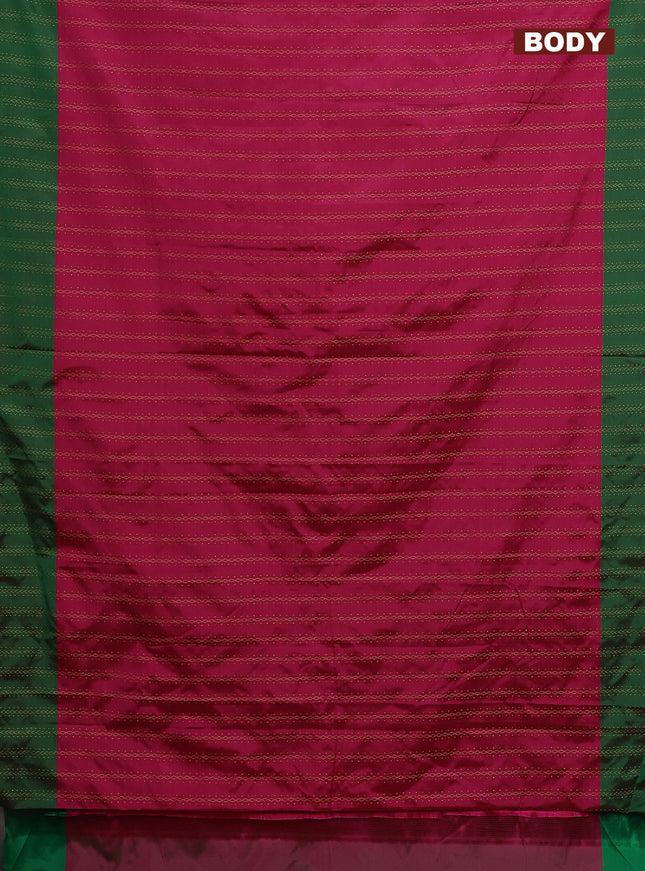 Arani semi silk saree pink and green with allover zari weaves and zari woven border
