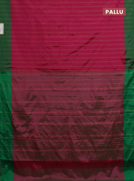 Arani semi silk saree pink and green with allover zari weaves and zari woven border