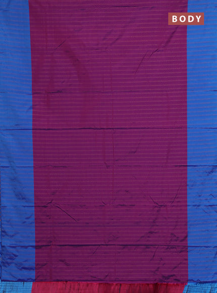 Arani semi silk saree purple and cs blue with allover copper zari weaves and copper zari woven border