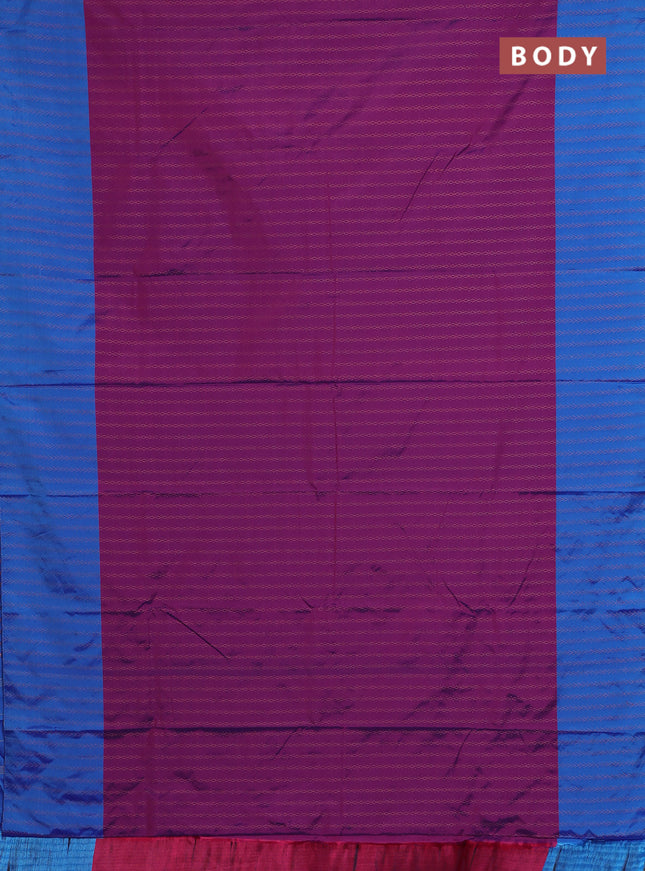 Arani semi silk saree purple and cs blue with allover copper zari weaves and copper zari woven border