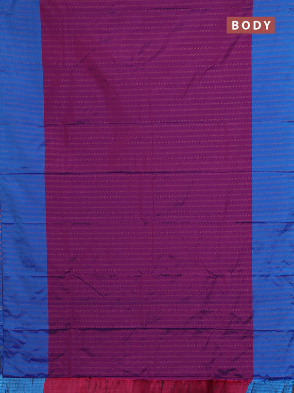 Arani semi silk saree purple and cs blue with allover copper zari weaves and copper zari woven border