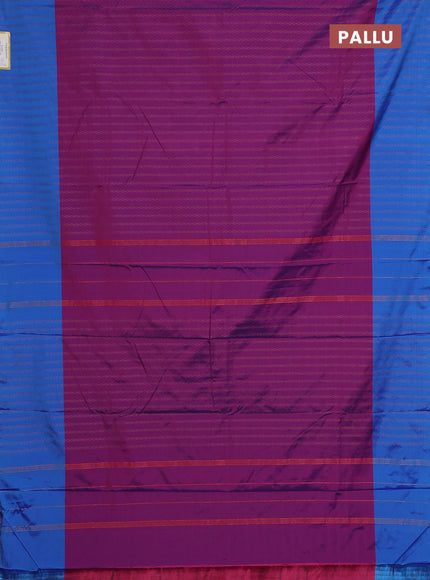 Arani semi silk saree purple and cs blue with allover copper zari weaves and copper zari woven border