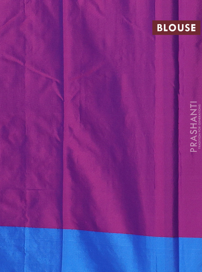 Arani semi silk saree purple and cs blue with allover copper zari weaves and copper zari woven border