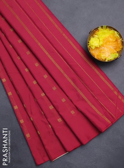 Arani semi silk saree maroon with zari woven buttas in borderless style
