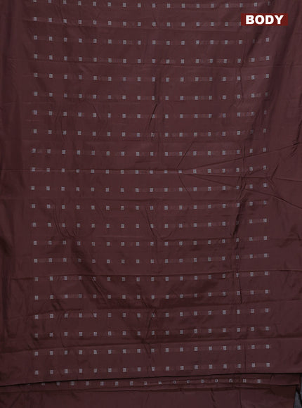 Arani semi silk saree brown with silver zari woven buttas in borderless style