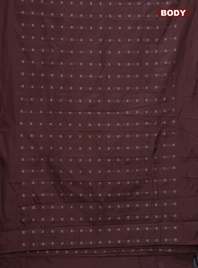 Arani semi silk saree brown with silver zari woven buttas in borderless style