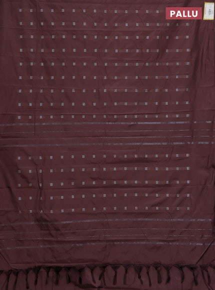 Arani semi silk saree brown with silver zari woven buttas in borderless style