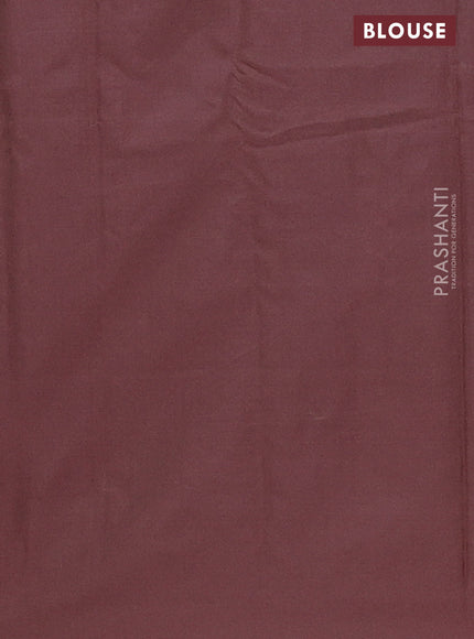 Arani semi silk saree brown with silver zari woven buttas in borderless style