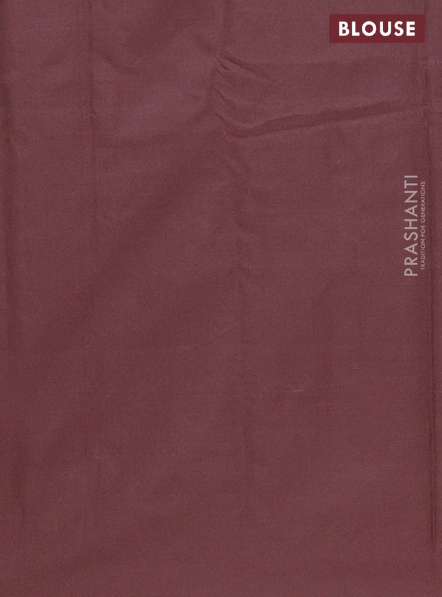 Arani semi silk saree brown with silver zari woven buttas in borderless style