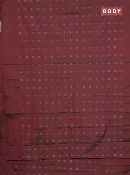 Arani semi silk saree dual shade of pinkish green with silver zari woven buttas in borderless style