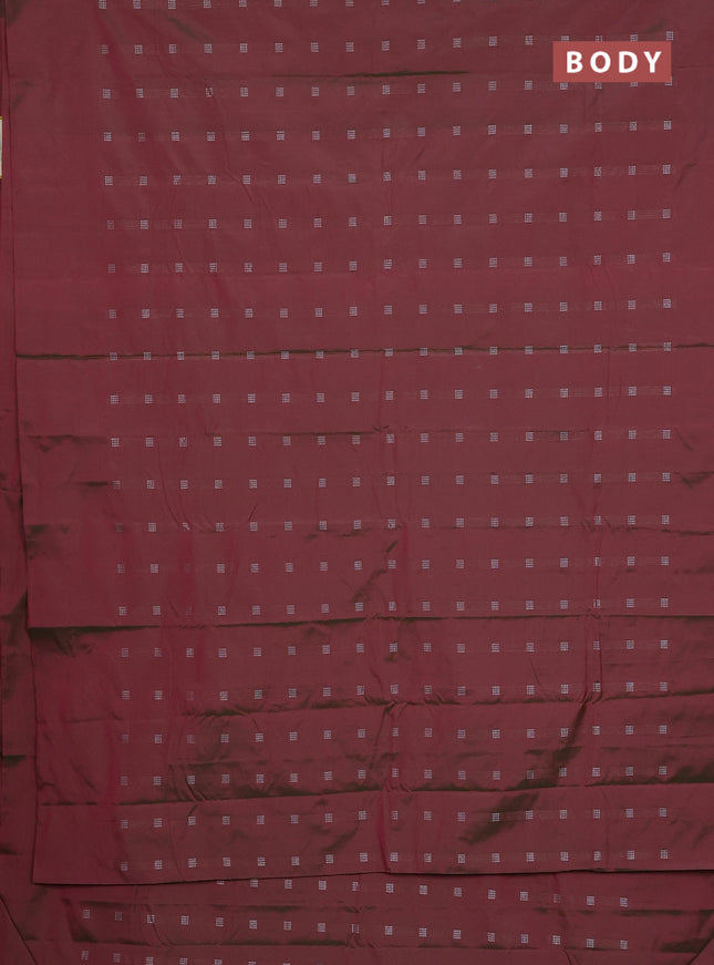 Arani semi silk saree dual shade of pinkish green with silver zari woven buttas in borderless style