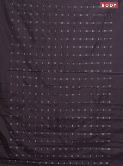 Arani semi silk saree deep coffee brown with silver zari woven buttas in borderless style
