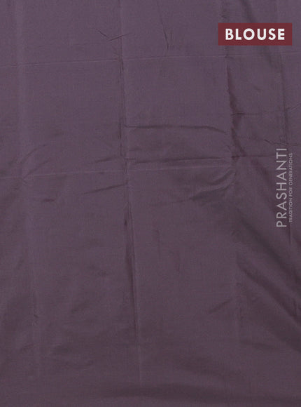 Arani semi silk saree deep coffee brown with silver zari woven buttas in borderless style