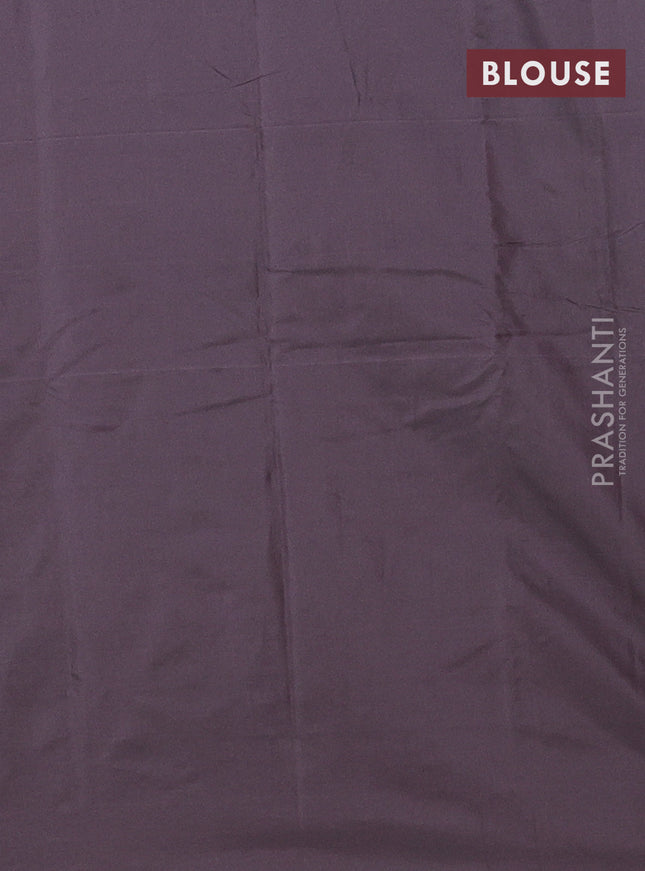 Arani semi silk saree deep coffee brown with silver zari woven buttas in borderless style