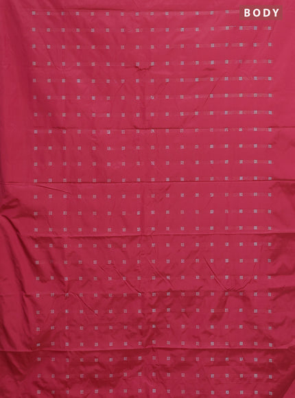 Arani semi silk saree pink with silver zari woven buttas in borderless style