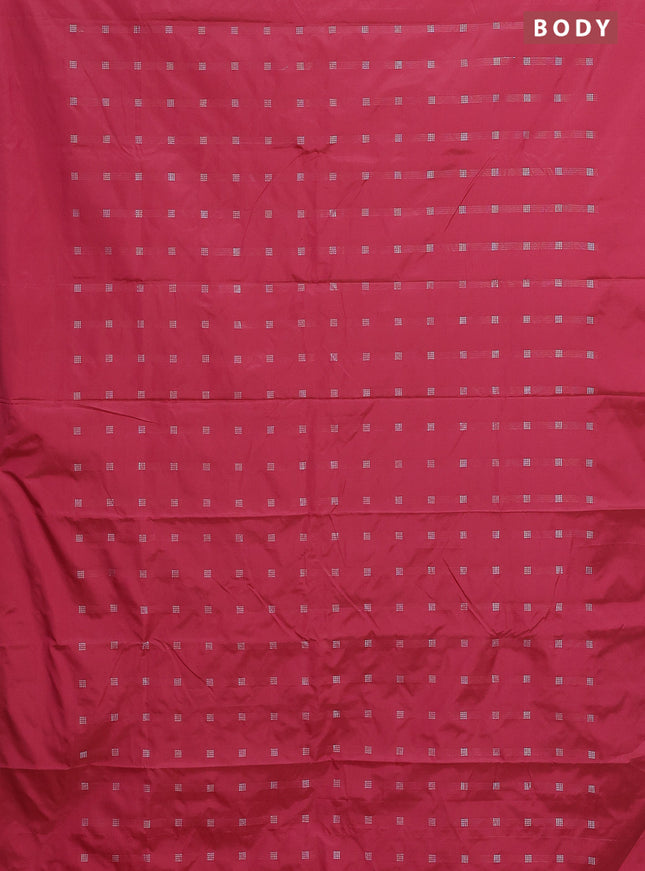 Arani semi silk saree pink with silver zari woven buttas in borderless style