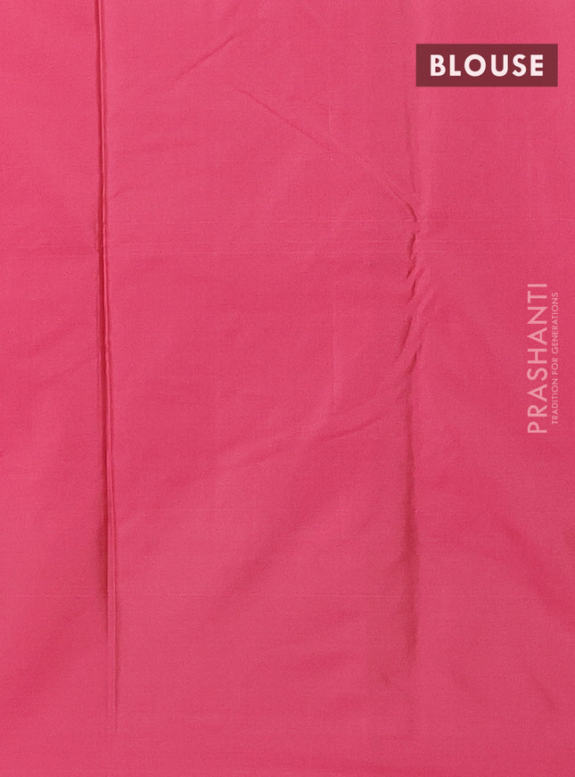 Arani semi silk saree pink with silver zari woven buttas in borderless style