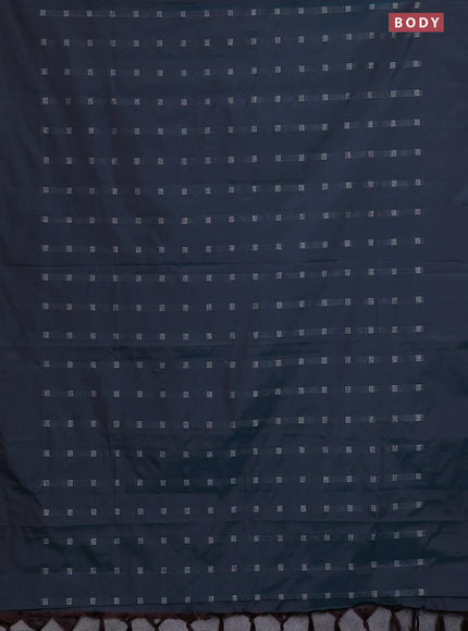 Arani semi silk saree dual shade of peacock green with silver zari woven buttas in borderless style