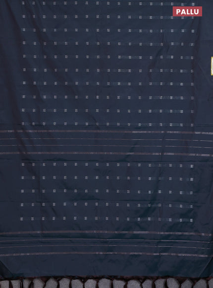 Arani semi silk saree dual shade of peacock green with silver zari woven buttas in borderless style