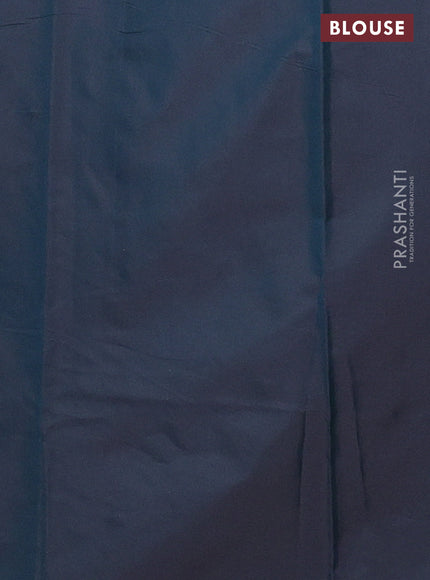 Arani semi silk saree dual shade of peacock green with silver zari woven buttas in borderless style