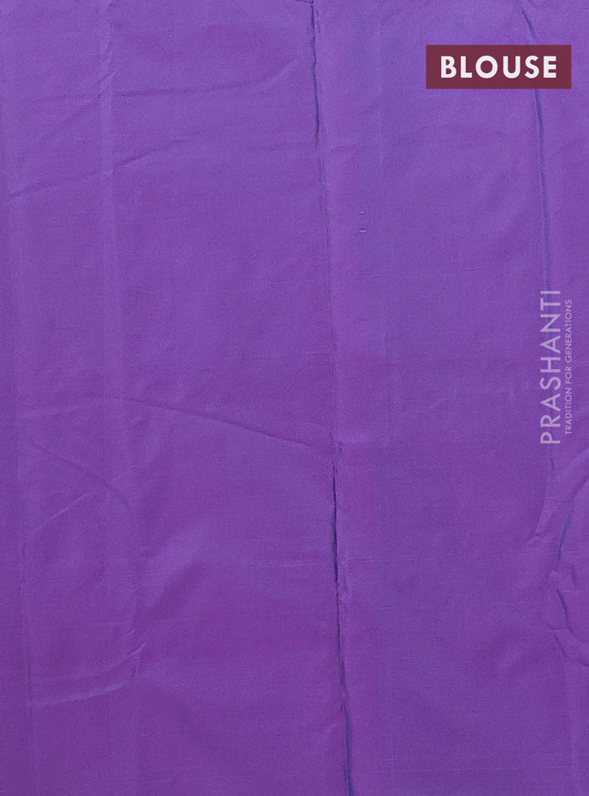 Arani semi silk saree dual shade of purple with silver zari woven buttas in borderless style