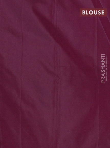 Arani semi silk saree wine shade with silver zari woven buttas in borderless style