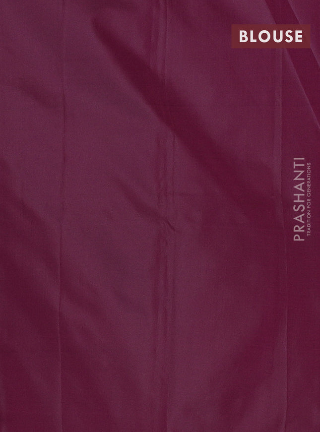 Arani semi silk saree wine shade with silver zari woven buttas in borderless style