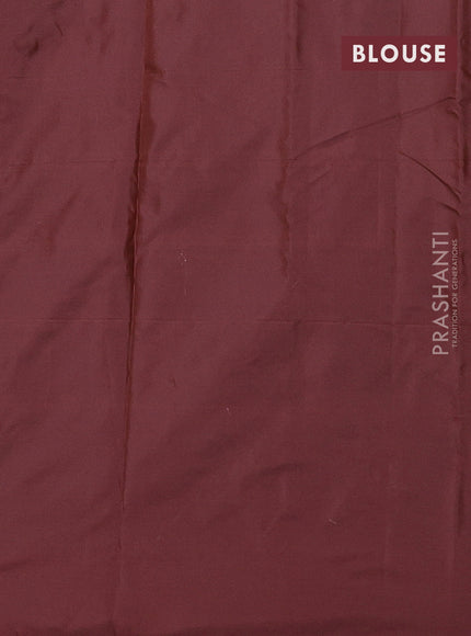 Arani semi silk saree rustic brown with silver zari woven buttas in borderless style