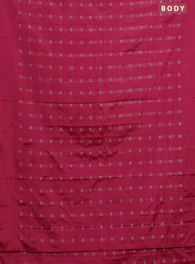 Arani semi silk saree pink with silver zari woven buttas in borderless style