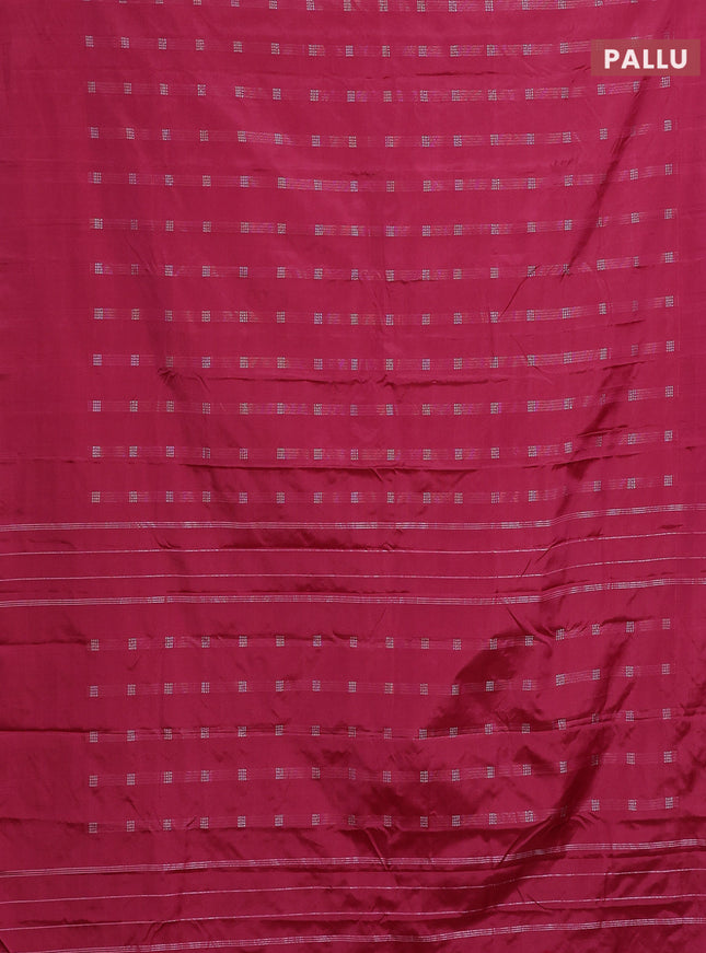 Arani semi silk saree pink with silver zari woven buttas in borderless style